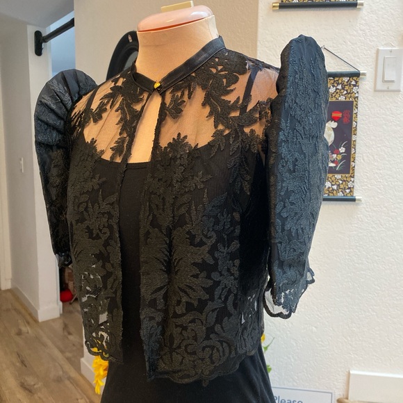 Black Sheer Lace Filipiniana Bolero Top - Picture 2 of 8
